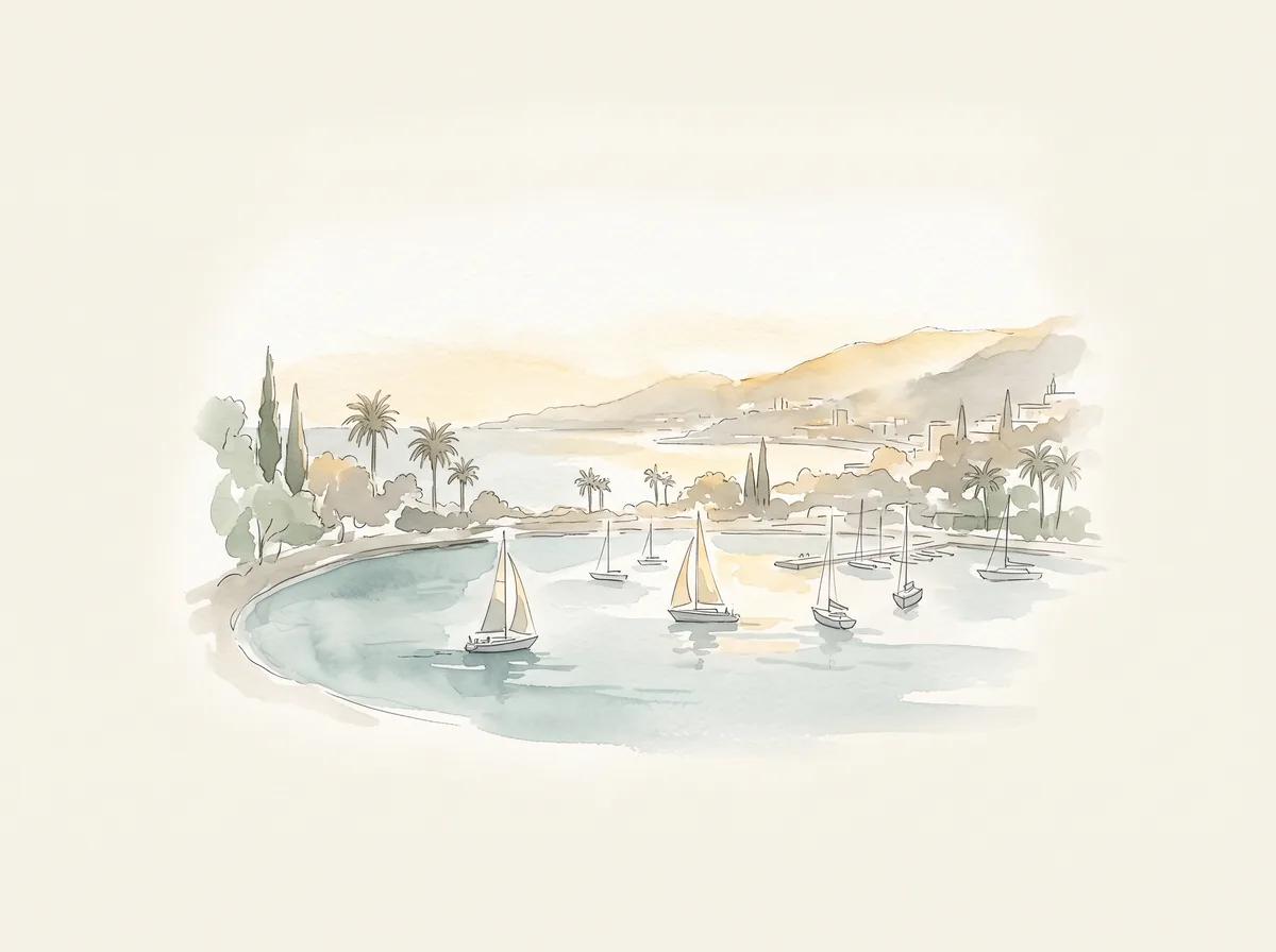 Aquarell der Küste bei Monaco