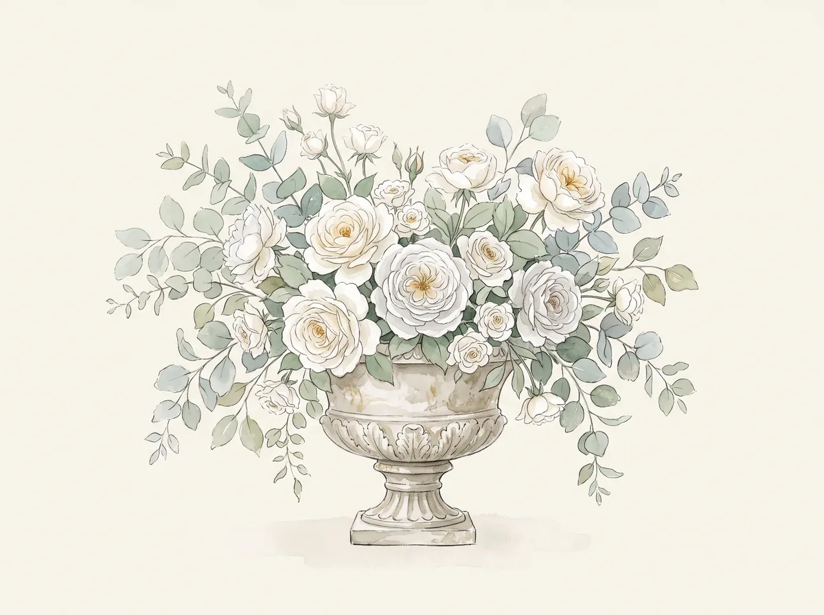 Aquarell weißer Rosen